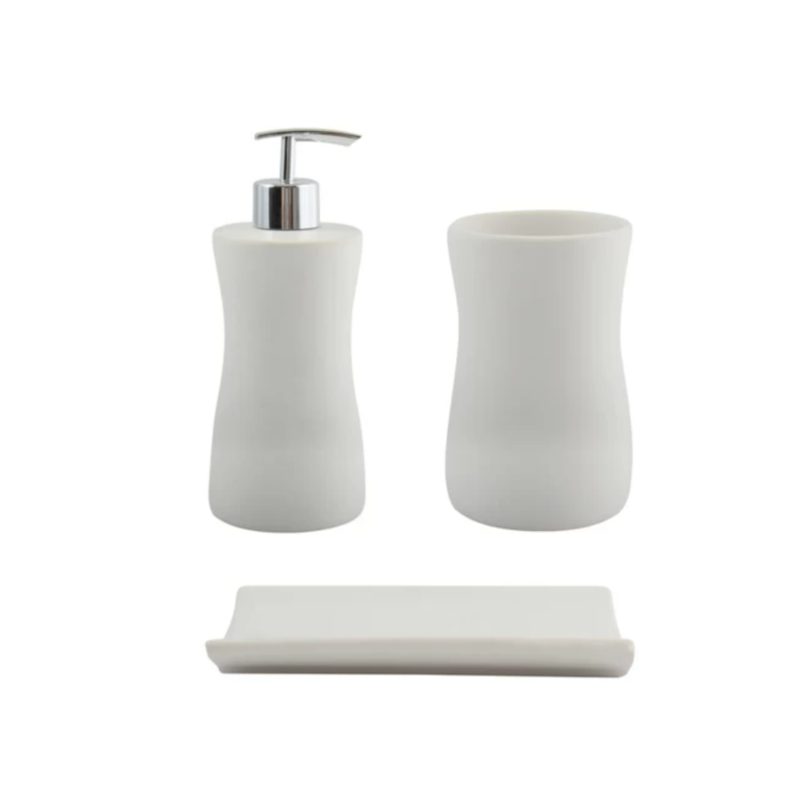 Set 3 accessori bagno in ceramica bianco collezione ATHENA