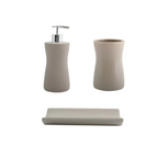 Set 3 accessori bagno in ceramica tortora collezione ATHENA