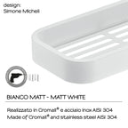 Portaoggetti doccia Rettangolare Outline in Acciaio Inox AISI 304 di Gedy - Bianco Matt