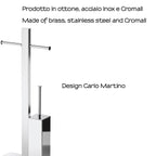 Piantana con portarotolo doppio e scopino Gedy serie Bridge - Cromato