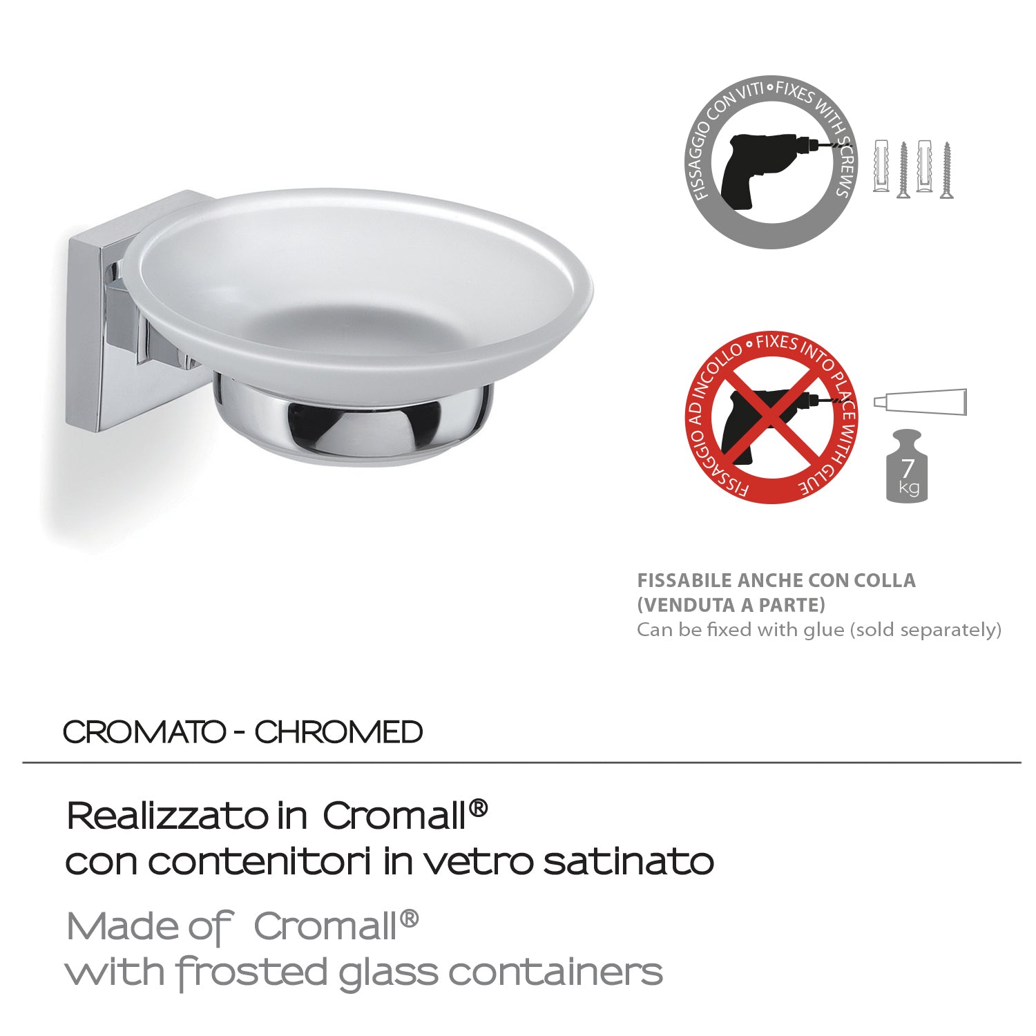 Portasapone a muro di Gedy serie Olimpo - Cromato