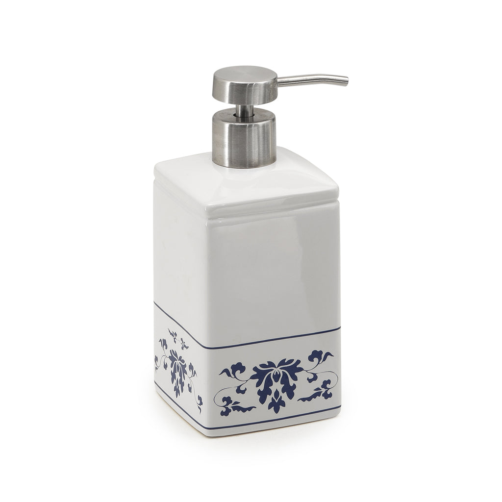 Dispenser sapone in porcellana Gedy serie Cixi - Bianco/Blu
