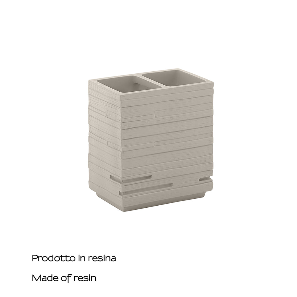 Portaspazzolini da appoggio in resina Gedy serie Quadrotto - Tortora chiaro