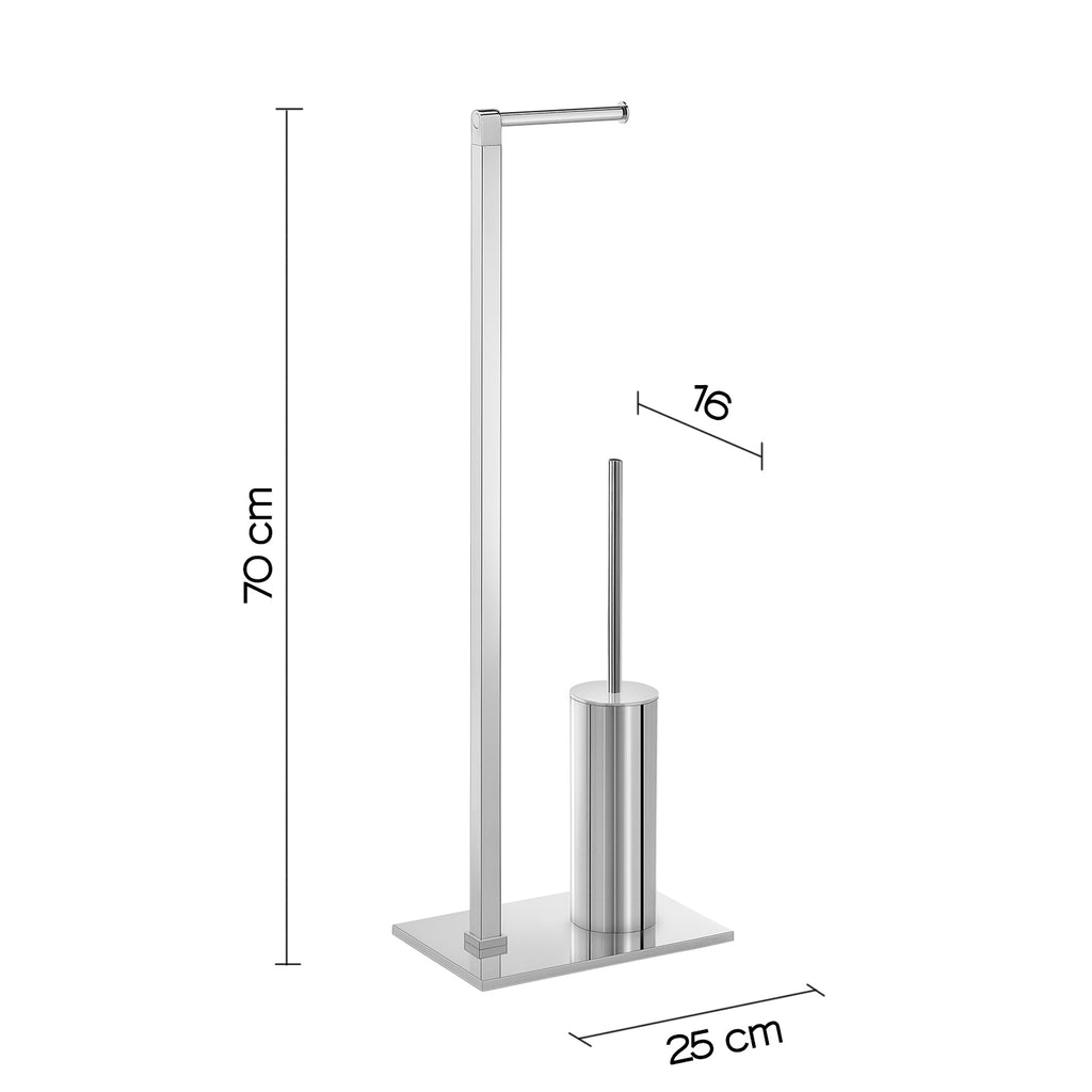 Piantana portarotolo e porta scopino modello Maine di Gedy in Acciaio Inox - Cromato