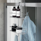 Portaoggetti doccia rettangolare appendibile a 2 ripiani di Gedy modello Tito - Cromato