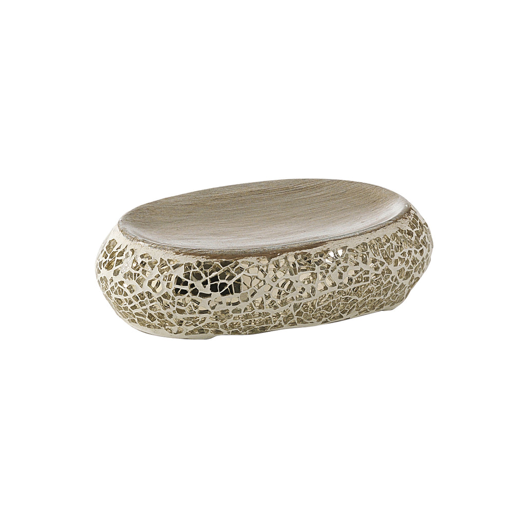 Portasapone in ceramica e vetro Gedy serie Myosotis - Crema/Oro