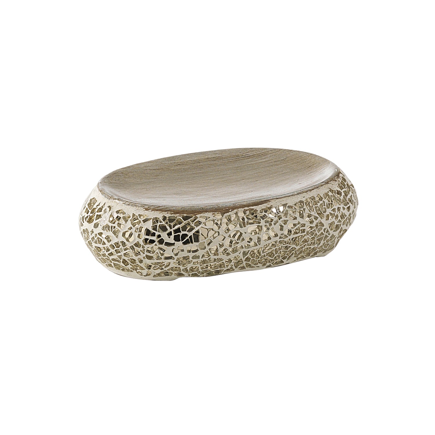 Portasapone in ceramica e vetro Gedy serie Myosotis - Crema/Oro