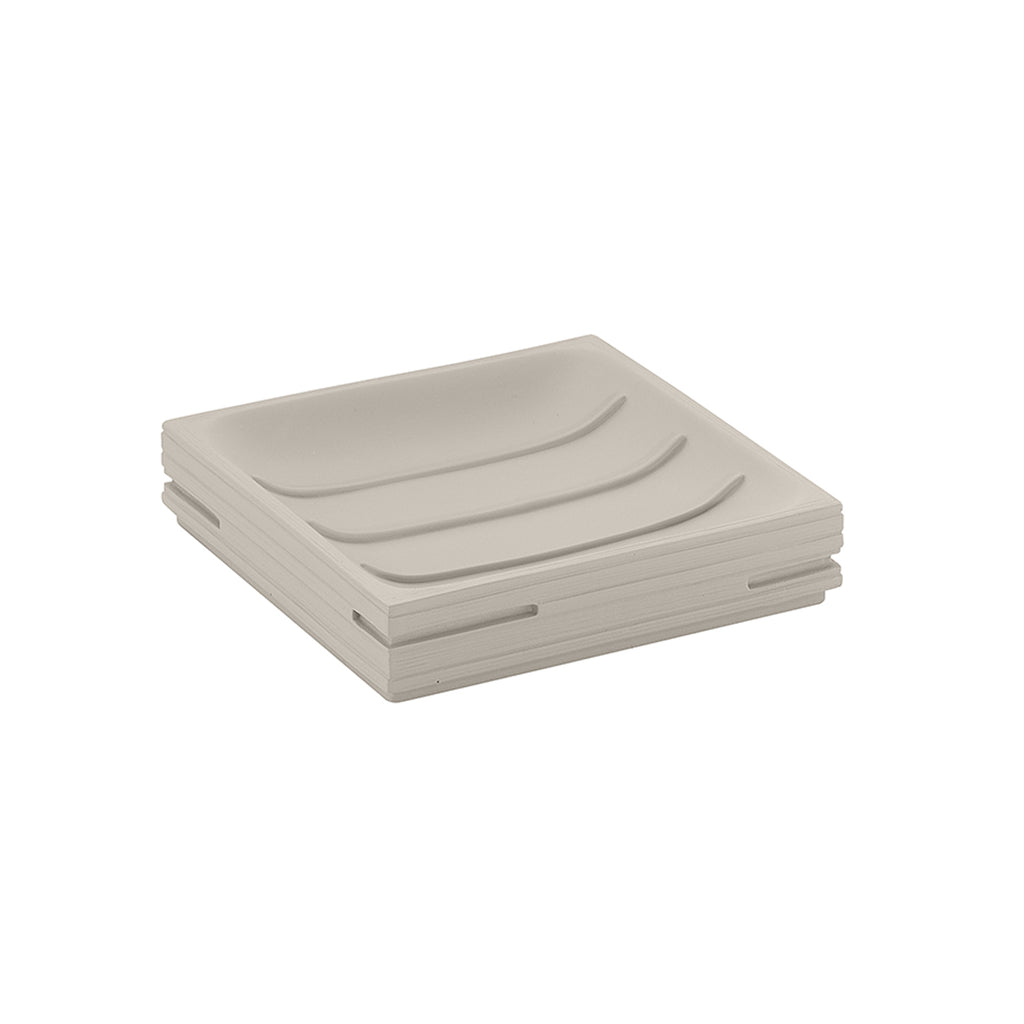 Portasapone da appoggio in resina di Gedy serie Quadrotto - Tortora chiaro