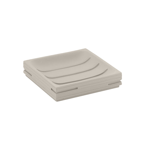 Portasapone da appoggio in resina di Gedy serie Quadrotto - Tortora chiaro