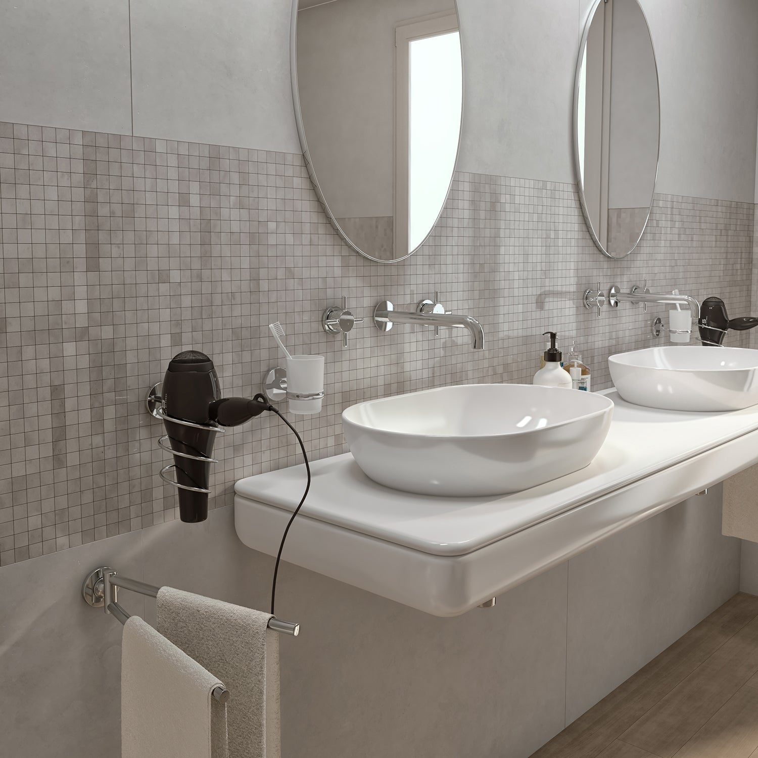 Portasalviette a snodo a muro Vermont Pro di Gedy - Cromato