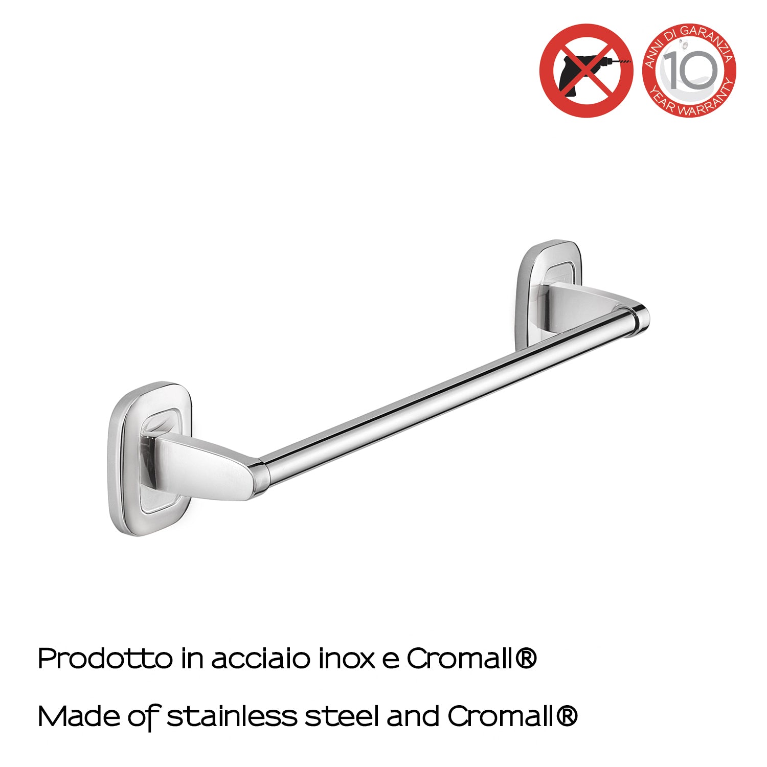 Porta asciugamani 35 cm a parete di Gedy serie Everest - Cromato