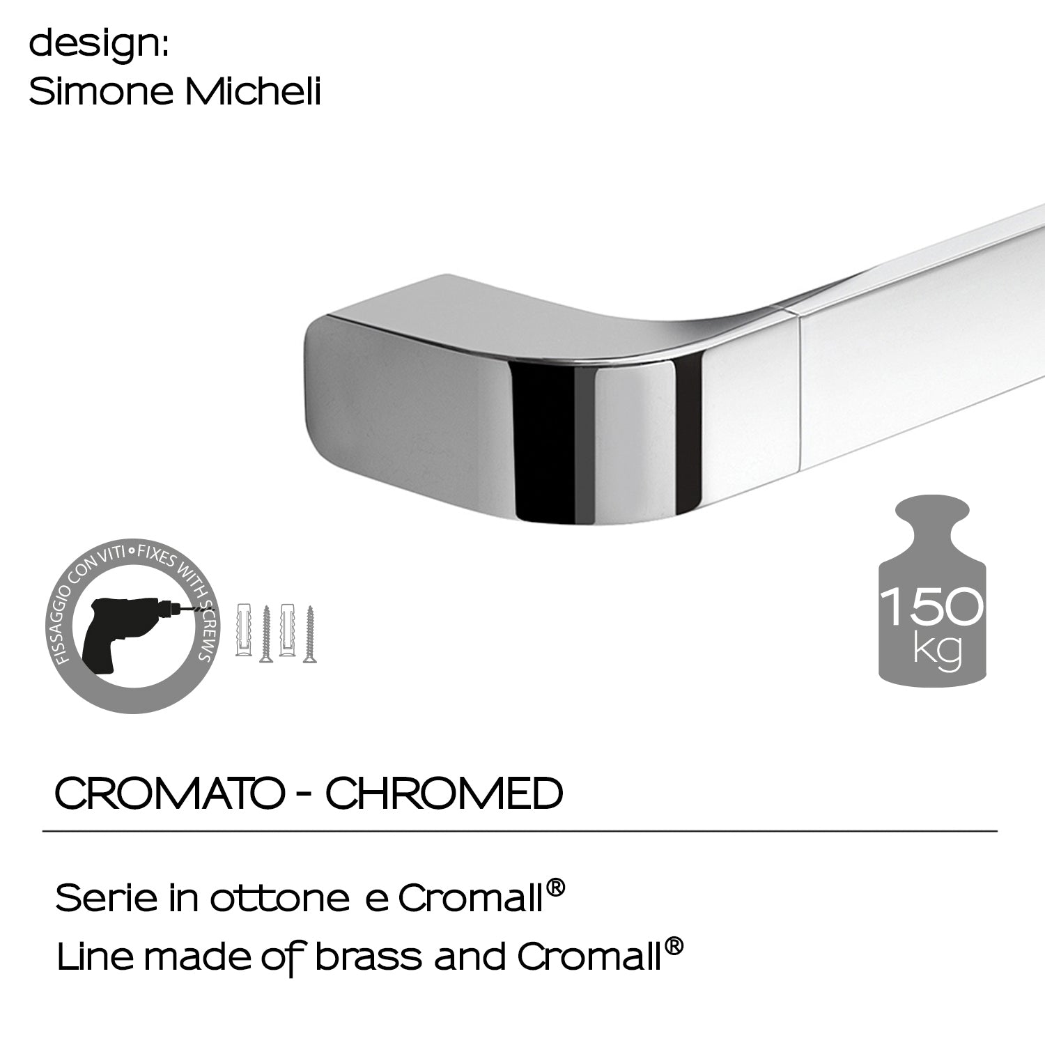 Portasalviette 25 cm in Ottone e Cromall Outline di Gedy - Cromato