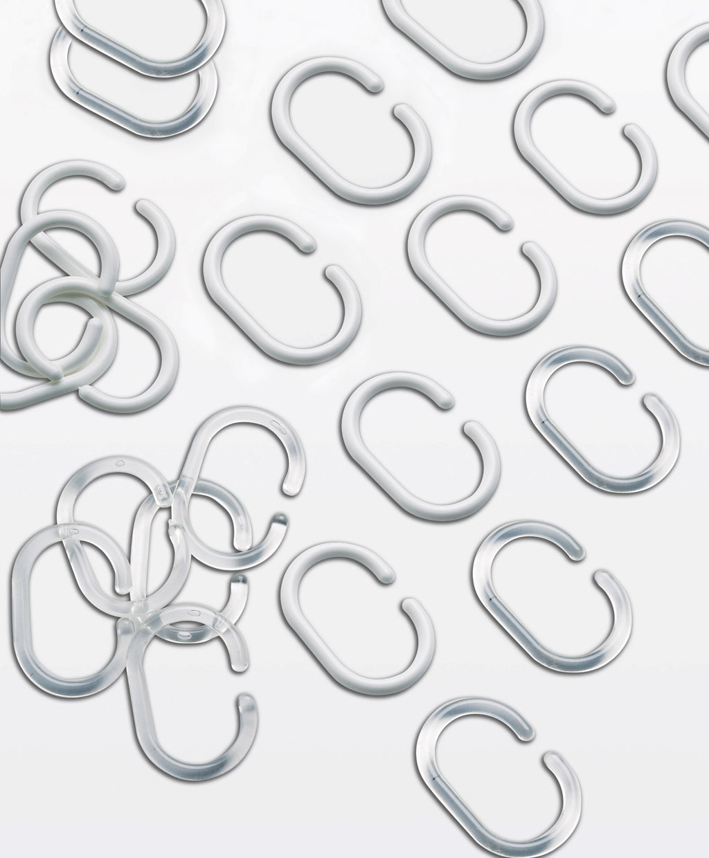 12 anelli per tenda doccia in resine termoplastiche di Gedy - Trasparente