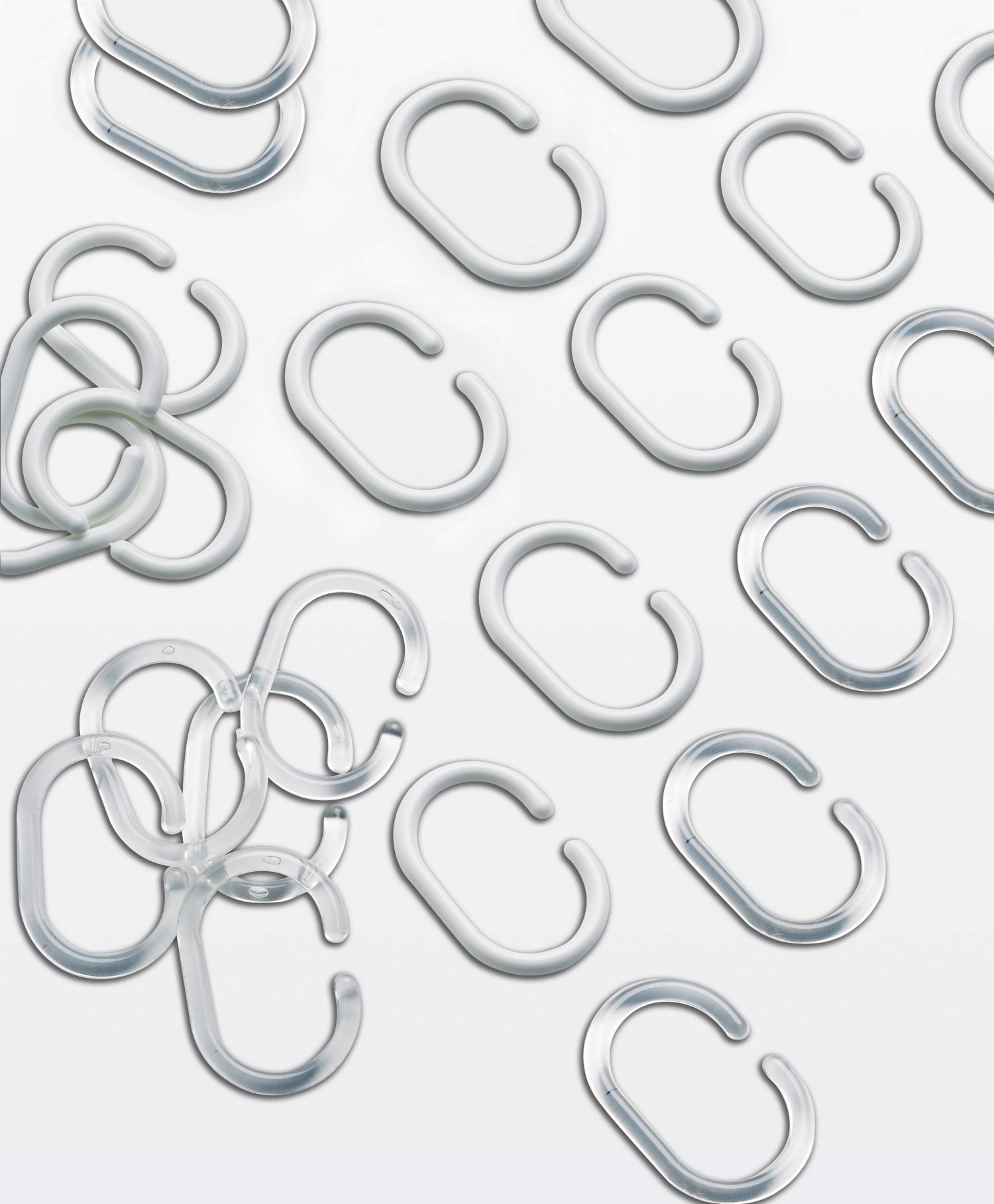 12 anelli per tenda doccia in resine termoplastiche di Gedy - Trasparente