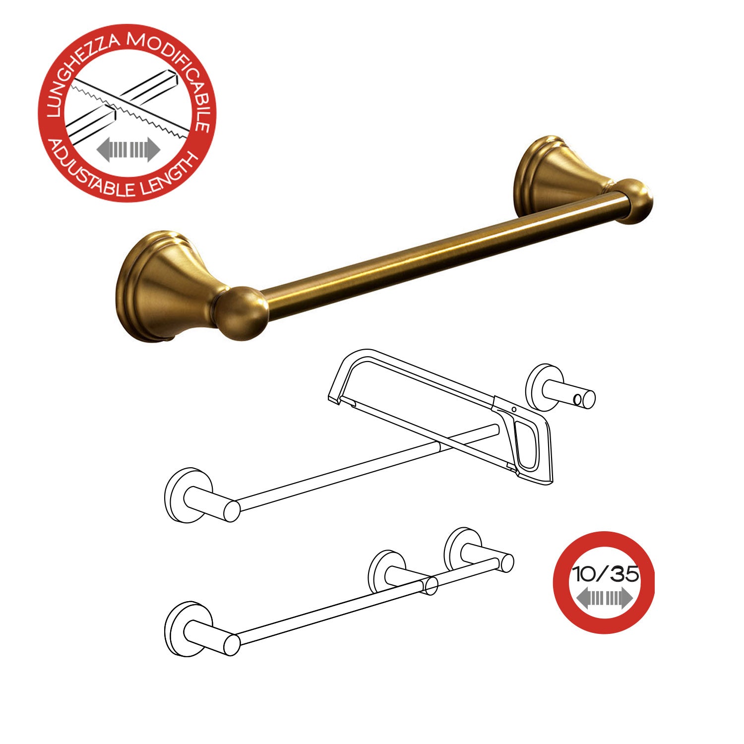 Porta asciugamani 35 cm a parete di Gedy serie Romance - Bronzo