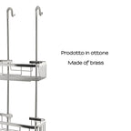 Portaoggetti appendibile a 2 ripiani in ottone modello Haiti di Gedy - Cromato