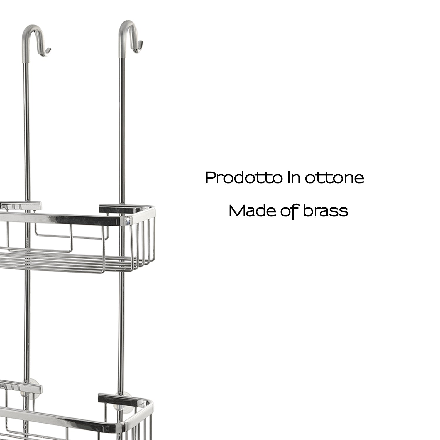 Portaoggetti appendibile a 2 ripiani in ottone modello Haiti di Gedy - Cromato