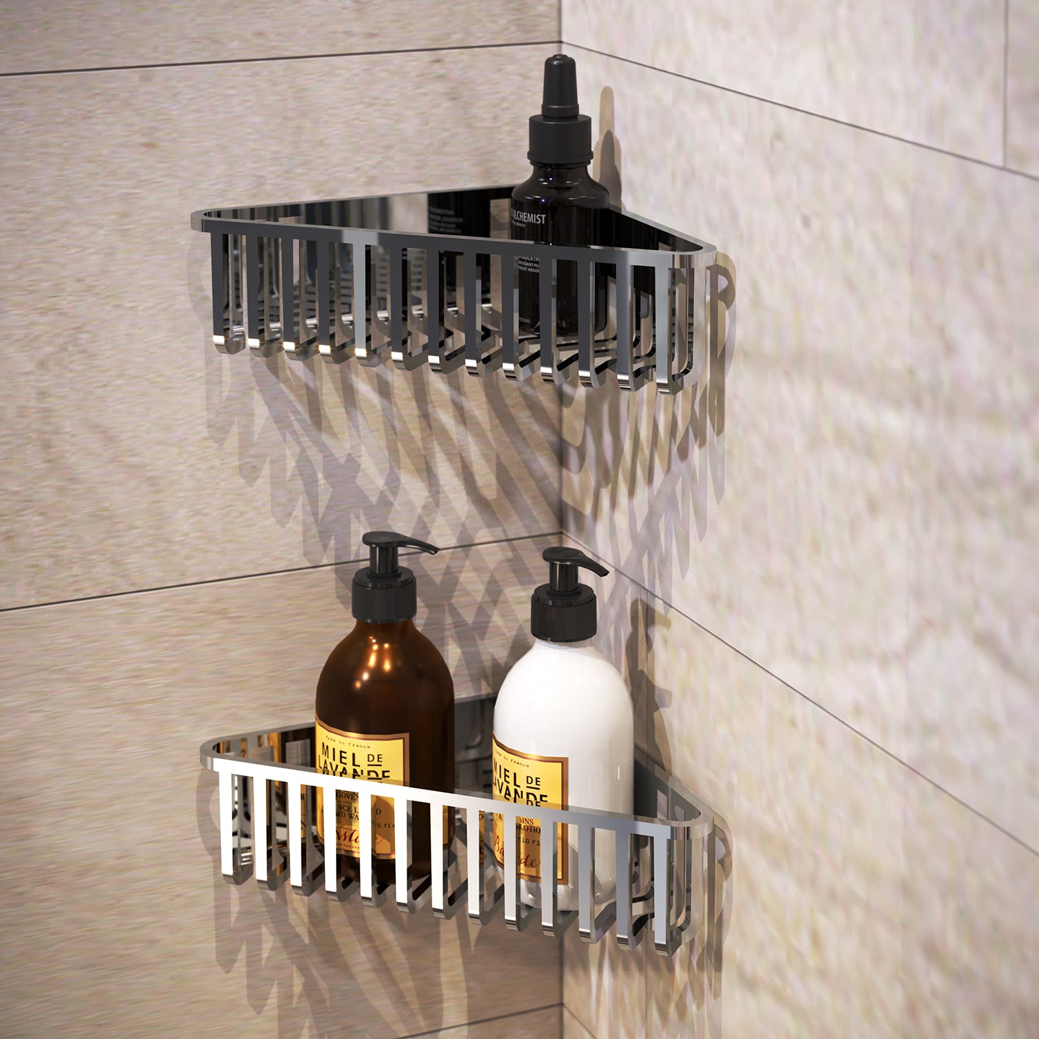 Portaoggetti doccia angolare modello Tiberio di Gedy - Cromato