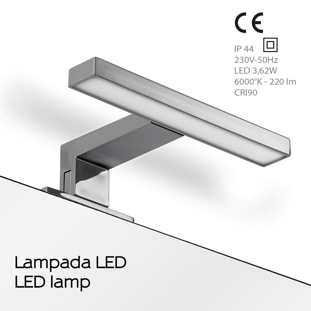 Lampada Led per specchio da 18 cm con attacco universale modello Madeira di Gedy - Cromato