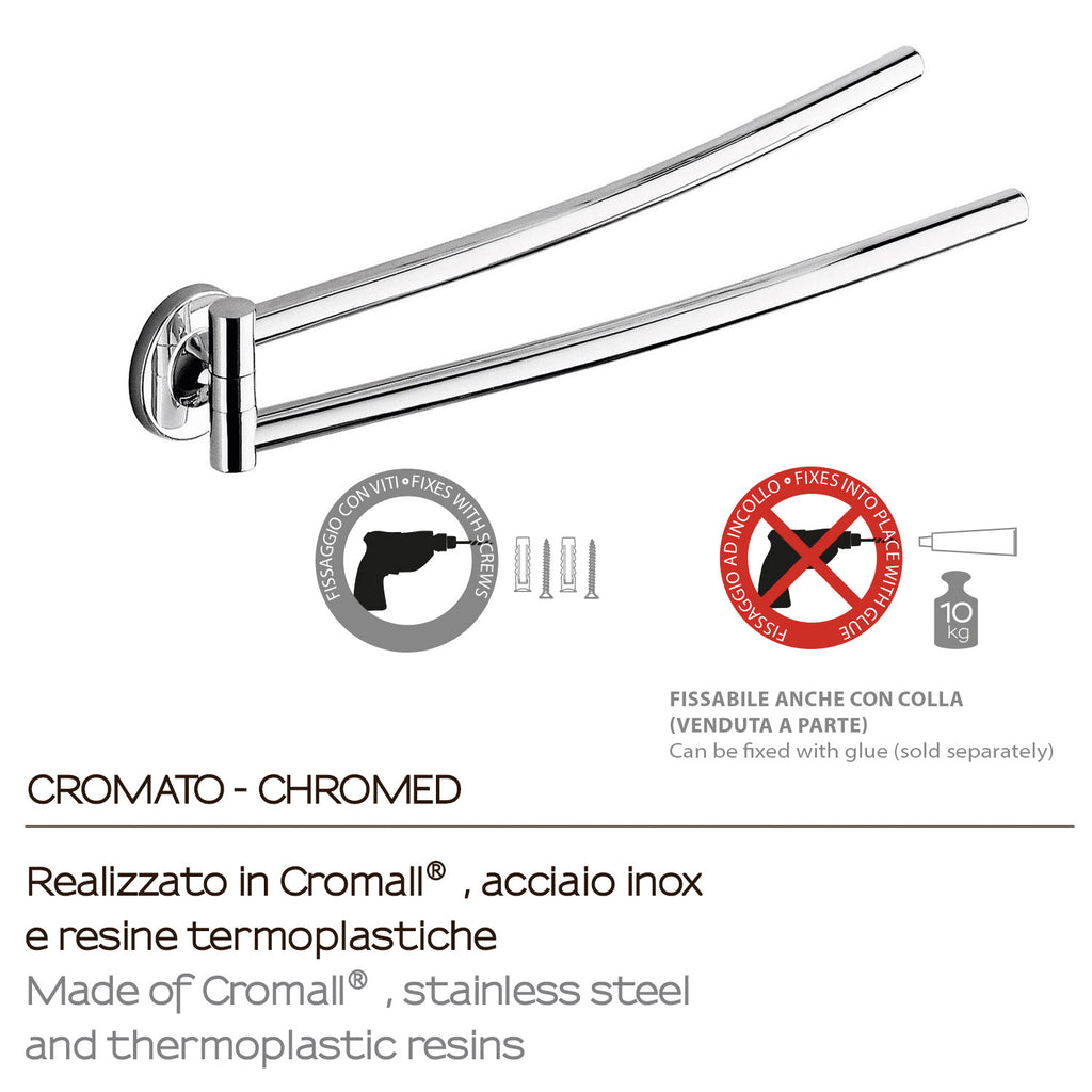 Portasalviette a snodo a muro Vermont Pro di Gedy - Cromato