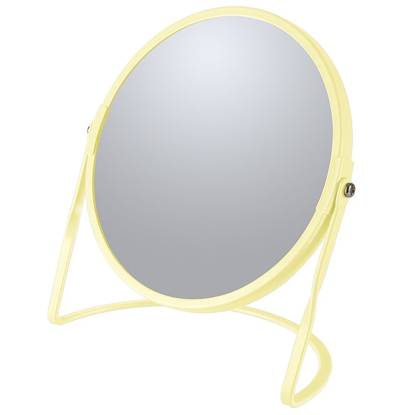 Specchio ingranditore da tavolo su base in acciaio modello Akira colore giallo opaco