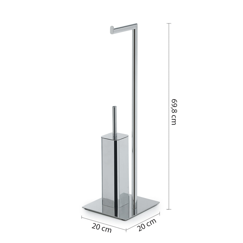 Piantana portarotolo e scopino wc in Acciaio Inox e metallo di Gedy modello Felix - Cromato