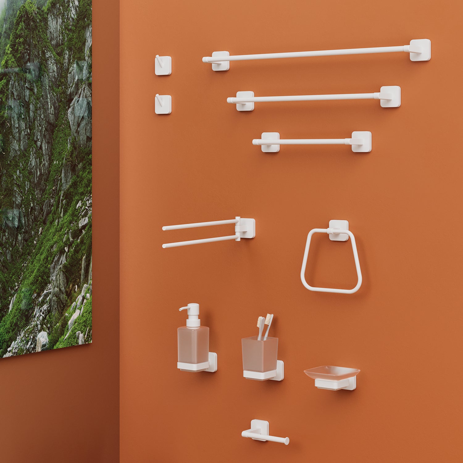 2 appendiabiti Gedy modello Tonga 4.7x3.1xH4.9 cm - Bianco Matt