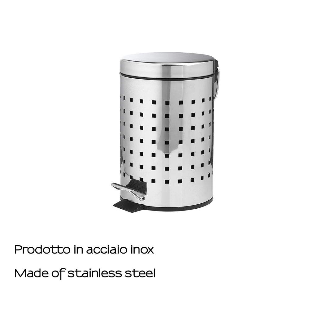 Portarifiuti in Acciaio Inox da 3 lt modello Grid di Gedy - Cromato