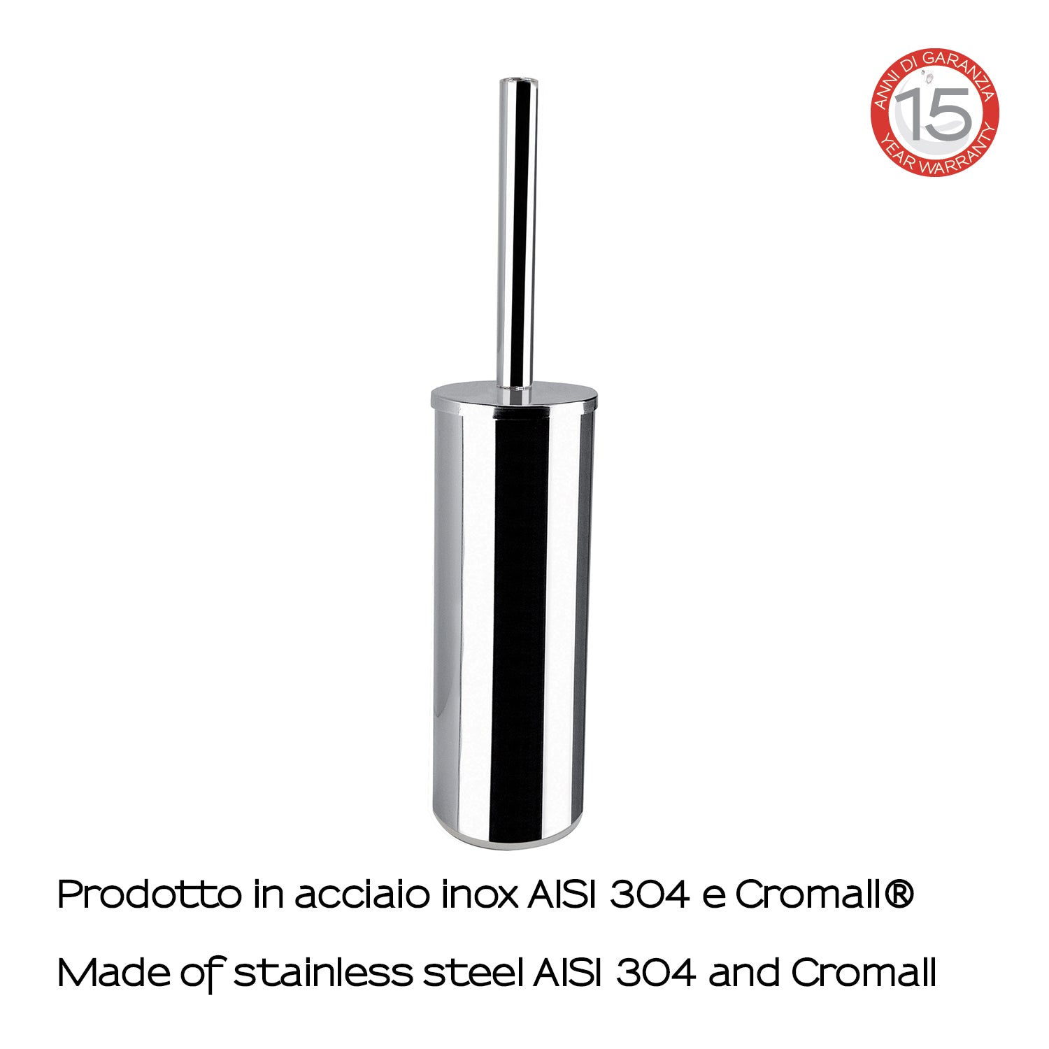 Scopino d'appoggio con ciuffo in setole Gedy serie Fuji - Cromato