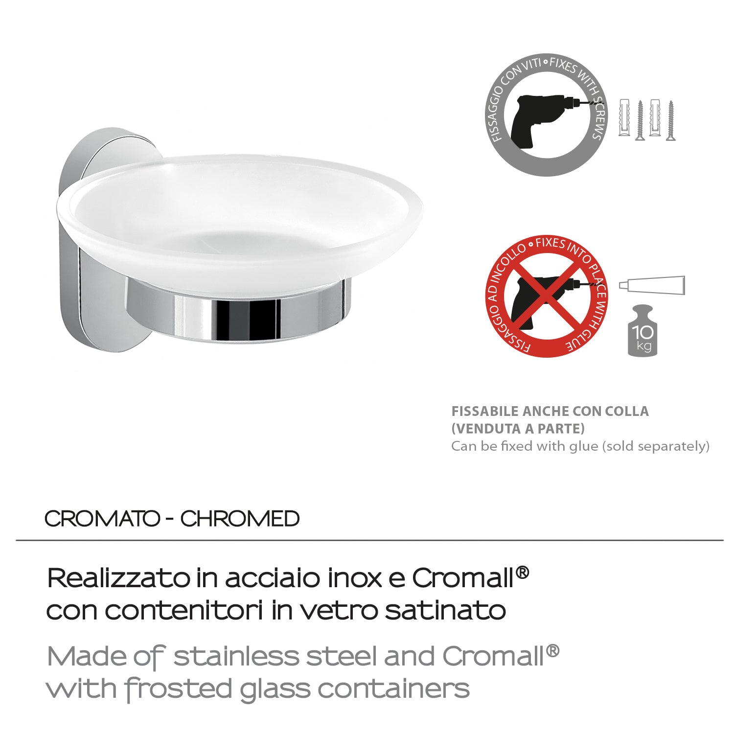 Portasapone in Acciaio Inox Gedy serie Febo - Cromato