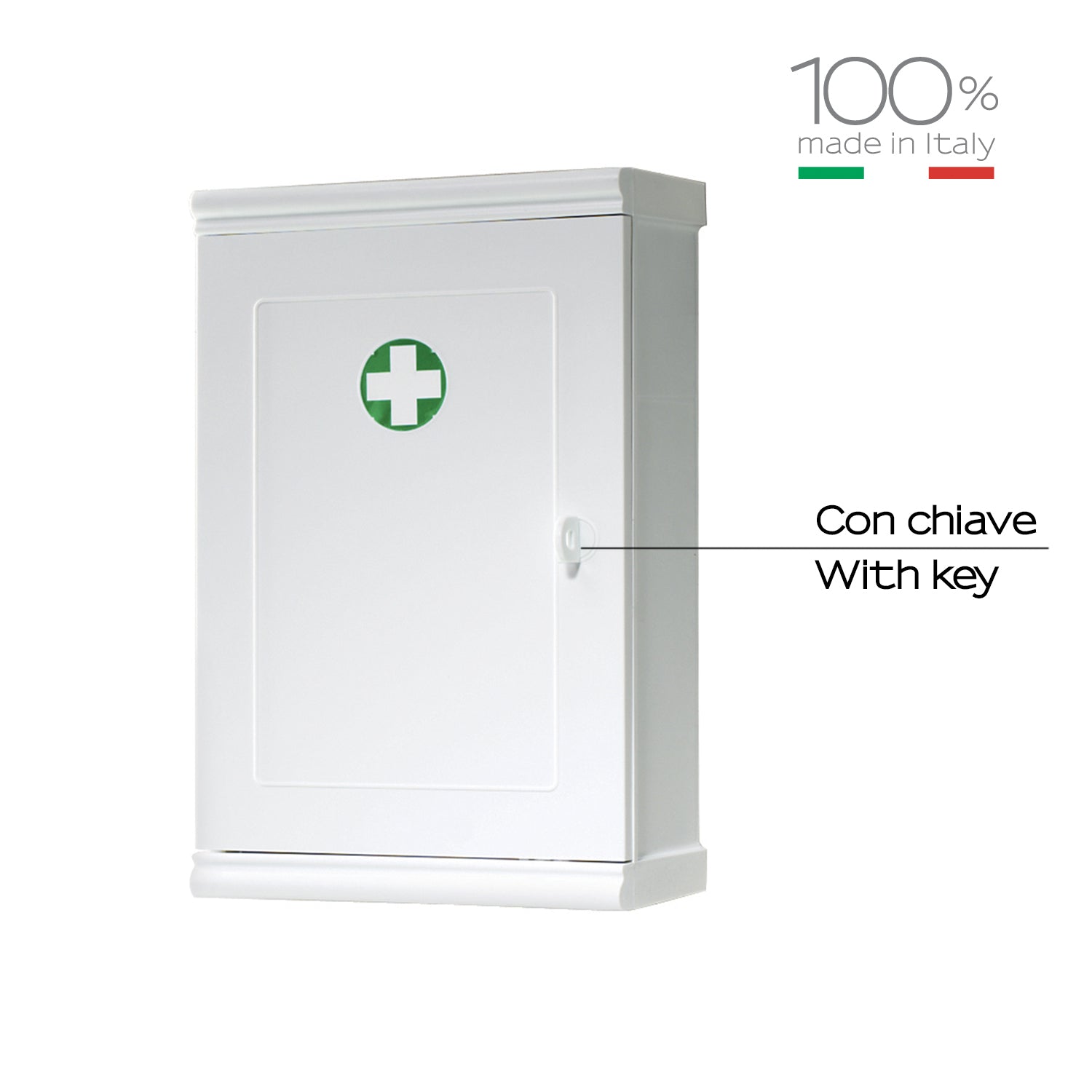 Armadietto farmacia 25x39 con chiave e 1 ripiano modello Jolly di Gedy - Bianco