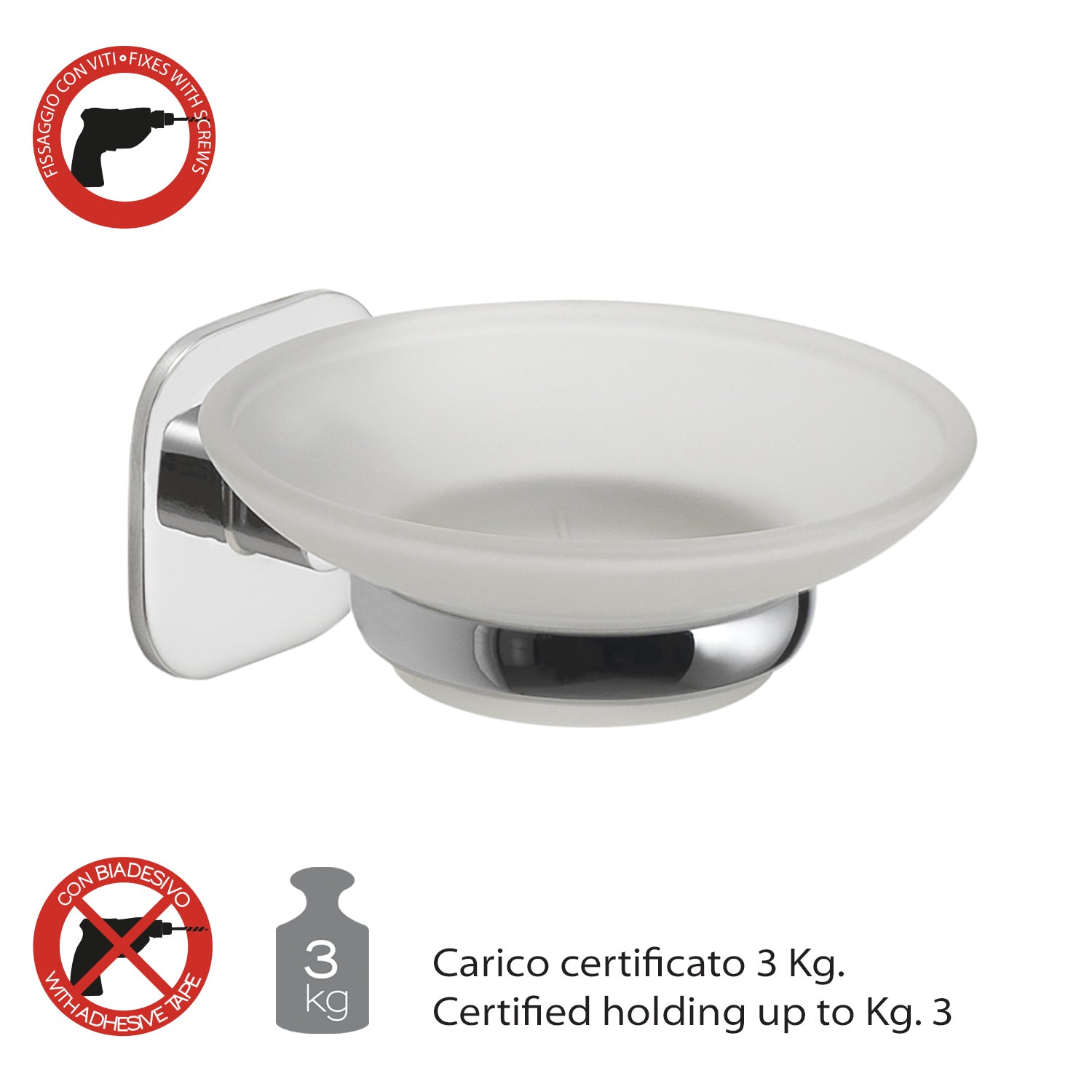 Portasapone in acciaio inox e cromall Teide di Gedy - Cromato