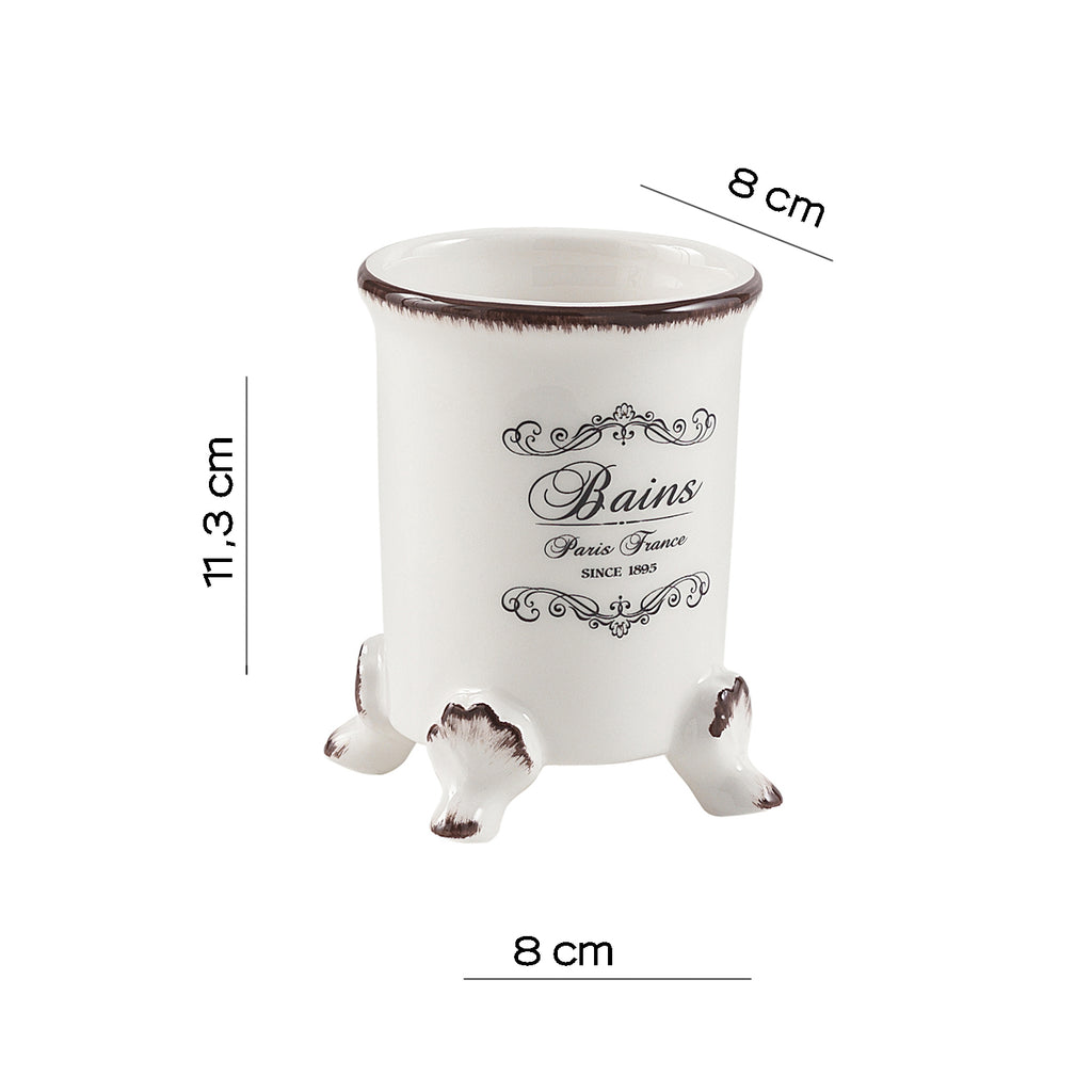 Portaspazzolini da appoggio in ceramica Gedy serie Amelie - Bianco