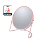 Specchio ingranditore da tavolo su base in acciaio modello Akira colore rosa opaco