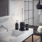 Portaspazzolini in ceramica di Gedy serie Chantal - Nero Matt