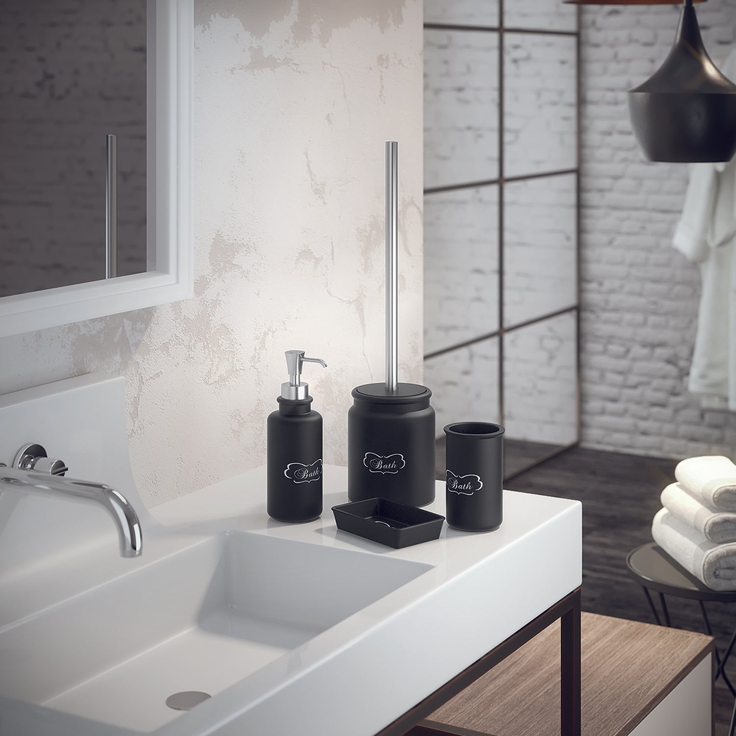 Portaspazzolini in ceramica di Gedy serie Chantal - Nero Matt