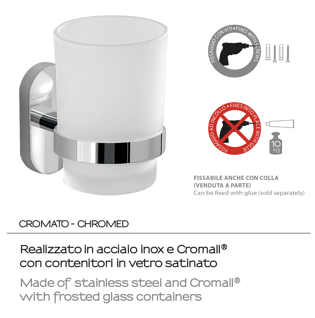 Portaspazzolini in Acciaio Inox Gedy serie Febo - Cromato