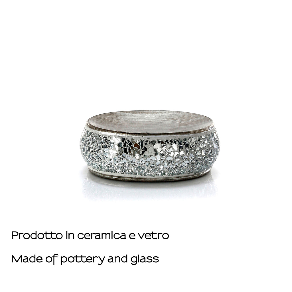Portasapone in ceramica e vetro Gedy serie Myosotis - Argento
