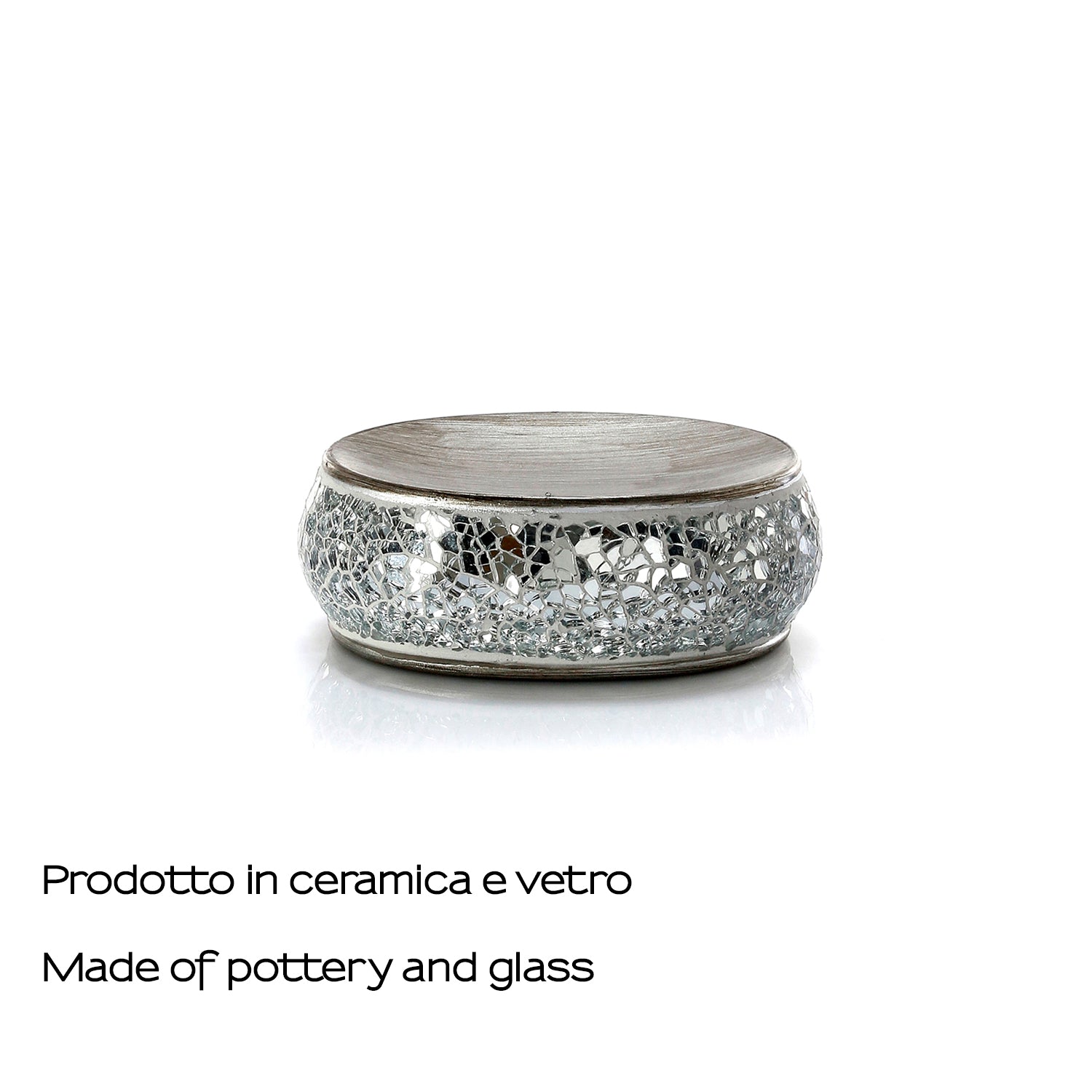 Portasapone in ceramica e vetro Gedy serie Myosotis - Argento