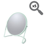 Specchio ingranditore da tavolo su base in acciaio modello Akira colore verde ghiaccio opaco