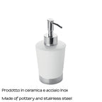 Dosasapone in ceramica e Acciaio Inox con erogatore cromato Gedy serie Petunia - Bianco