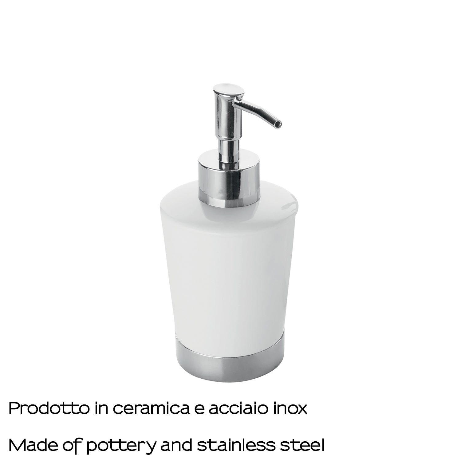 Dosasapone in ceramica e Acciaio Inox con erogatore cromato Gedy serie Petunia - Bianco