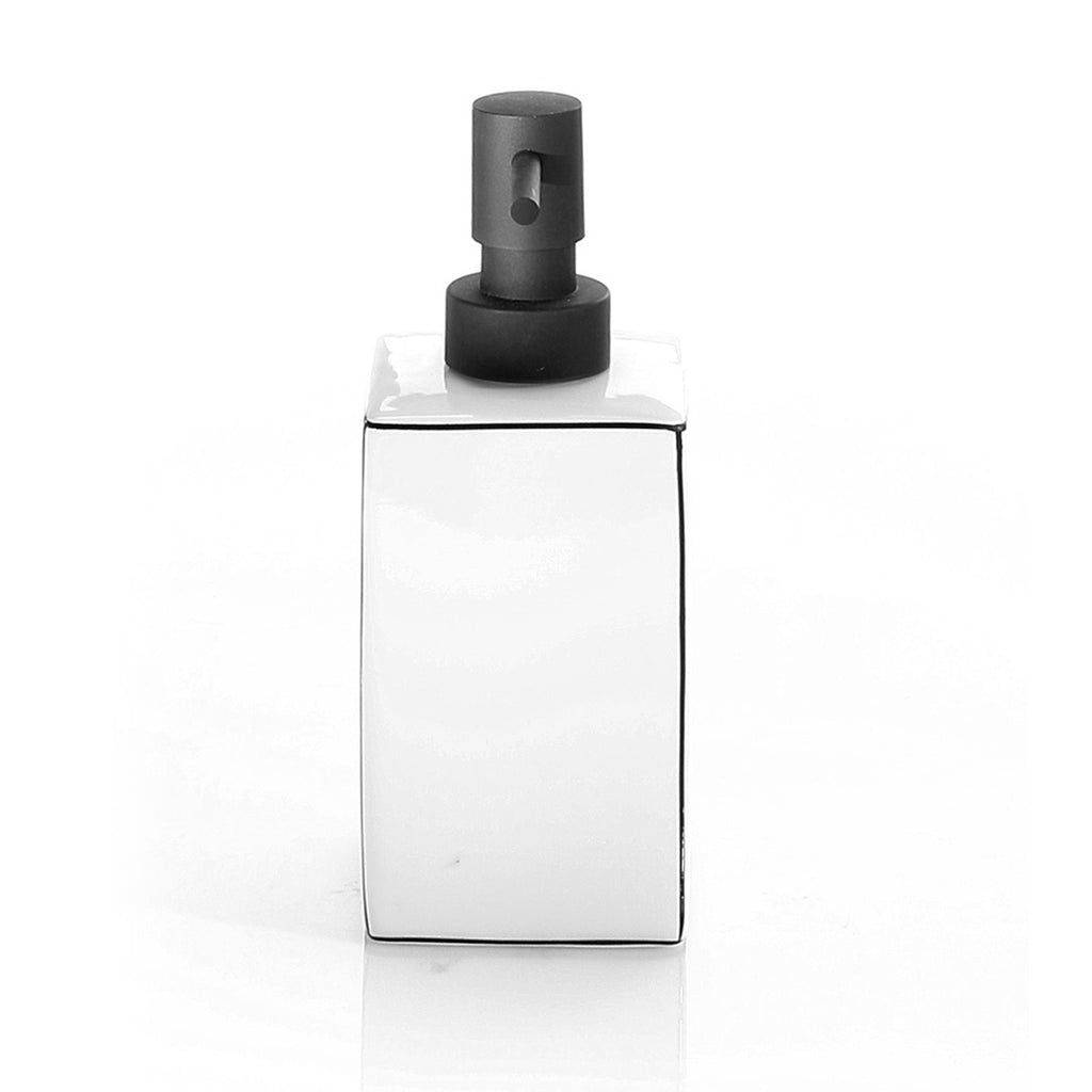Dosasapone in ceramica Gedy serie Lucrezia con erogatore in plastica nera - Bianco