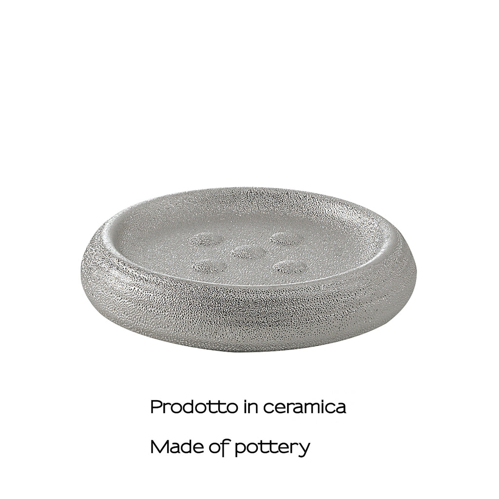 Portasapone da appoggio in ceramica Gedy modello Astrid - Argento