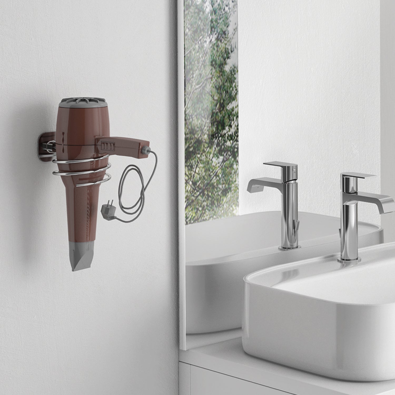 Porta phon in acciaio inox e cromall Teide di Gedy - Cromato