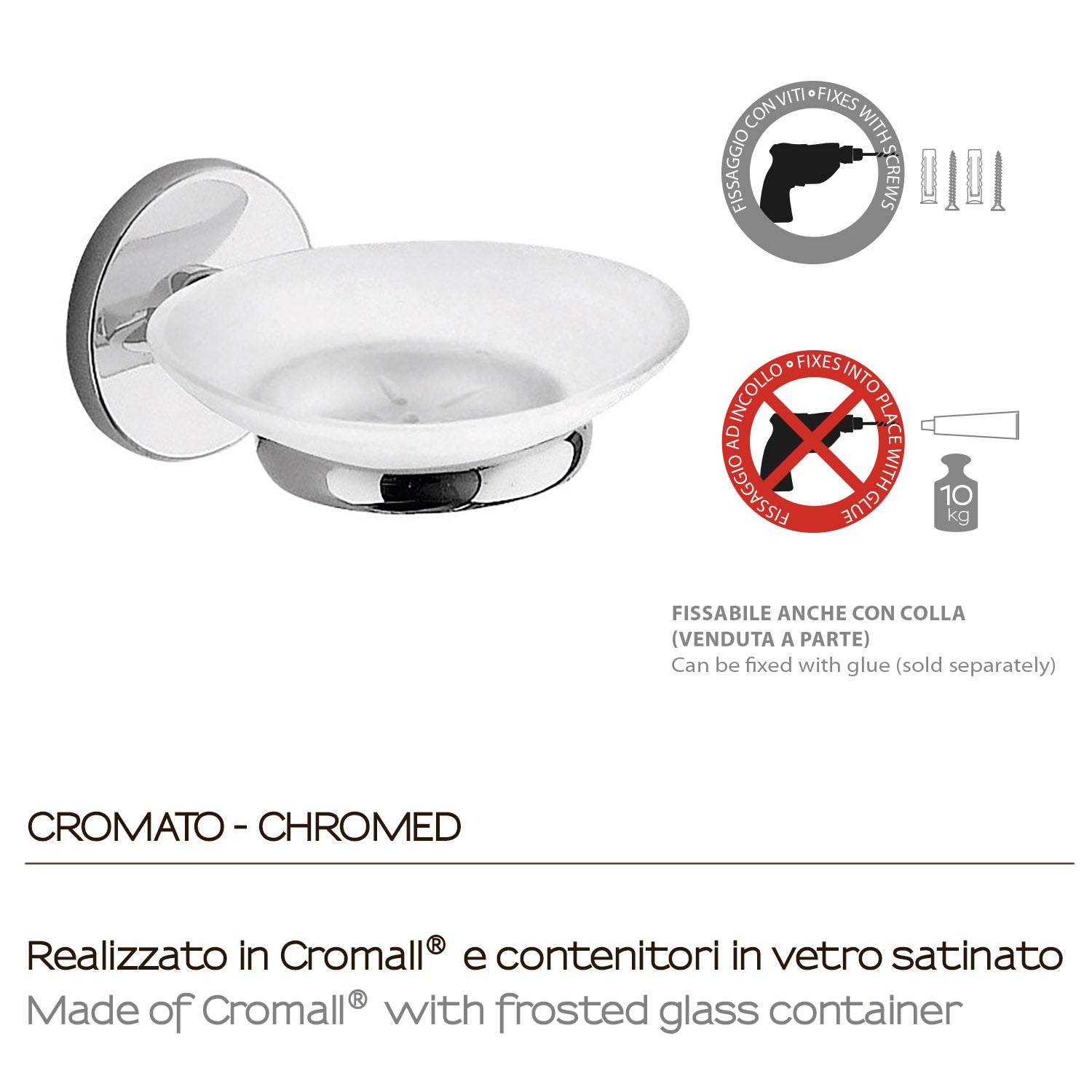 Portasapone a muro Vermont Pro di Gedy - Cromato