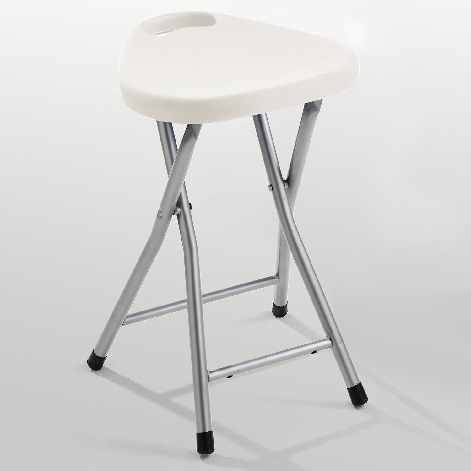 Sgabello Gedy richiudibile in resine termoplastiche e metallo - Bianco
