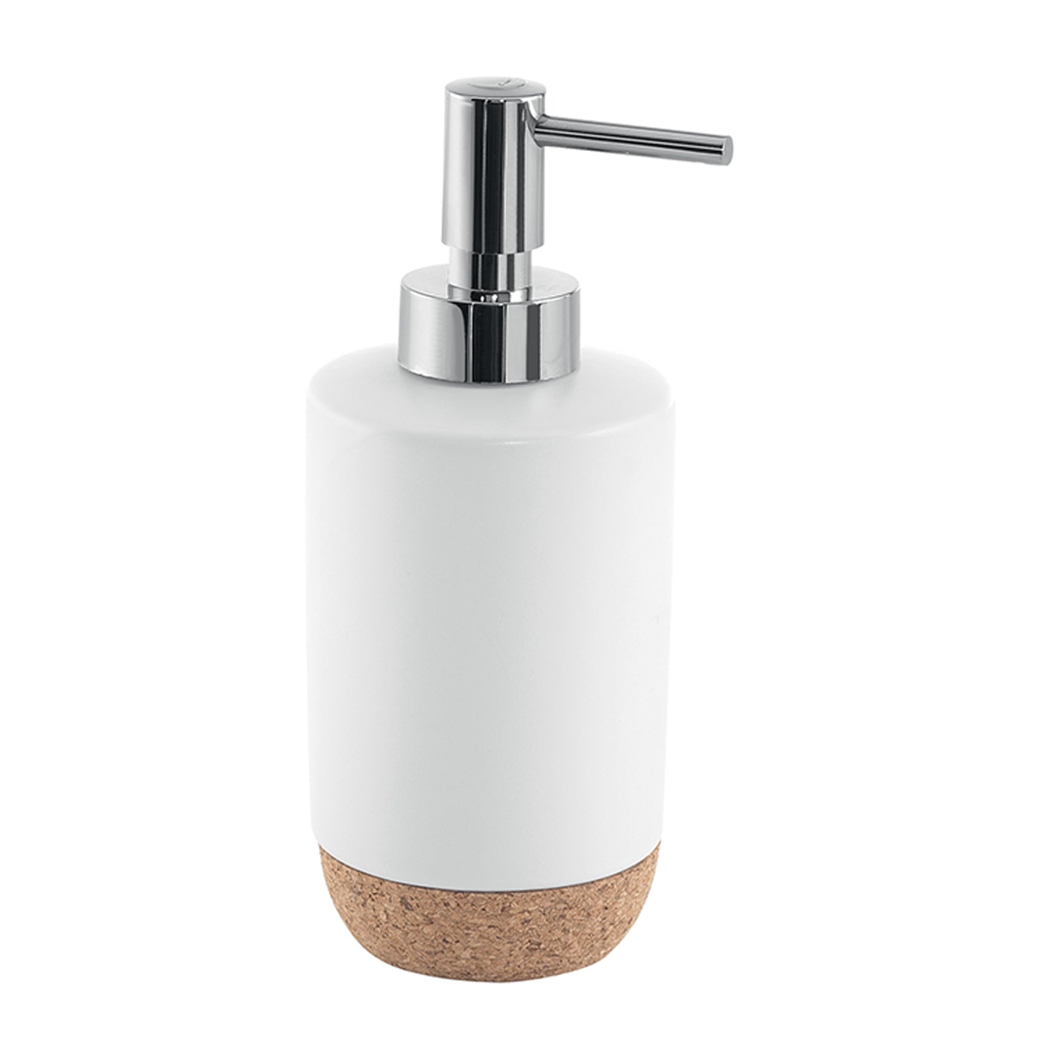 Dosasapone in ceramica e sughero con erogatore cromato Gedy serie Ilary - Bianco