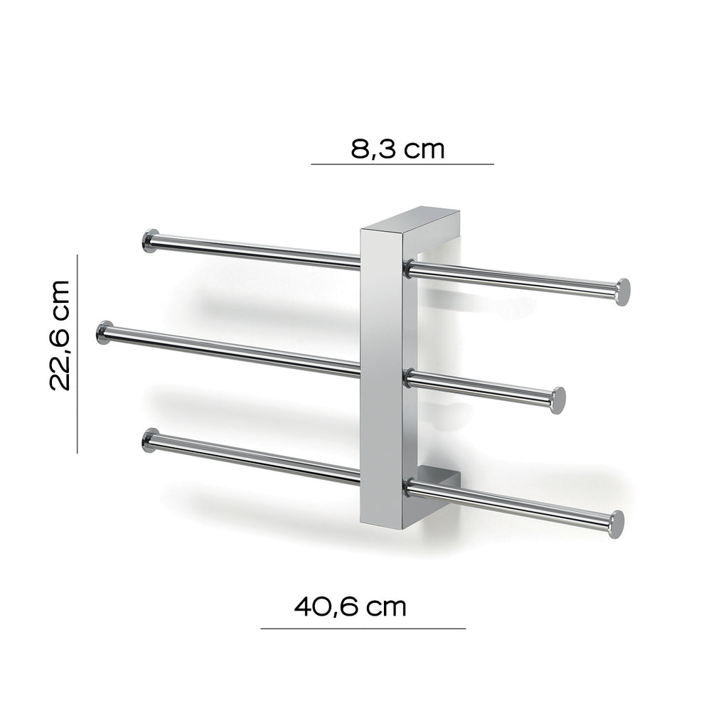 Barra con 3 portasalviette scorrevoli Gedy serie Bridge - Cromato