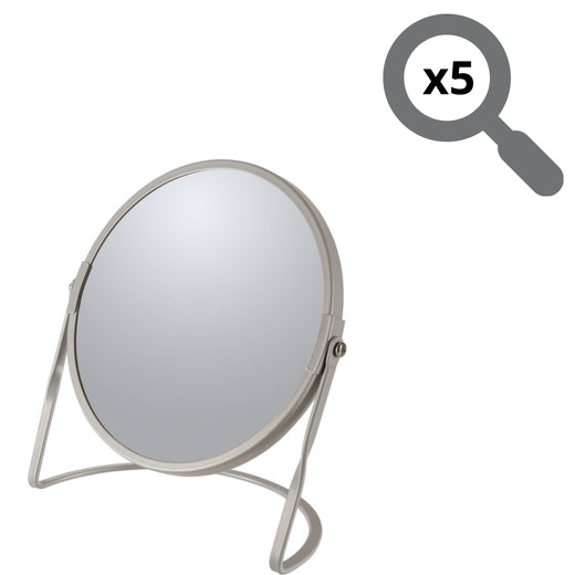 Specchio ingranditore da tavolo su base in acciaio modello Akira colore tortora opaco